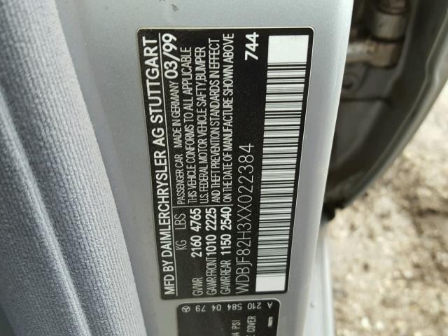 WDBJF82H3XX022384 - 1999 MERCEDES-BENZ E 320 4MAT SILVER photo 10