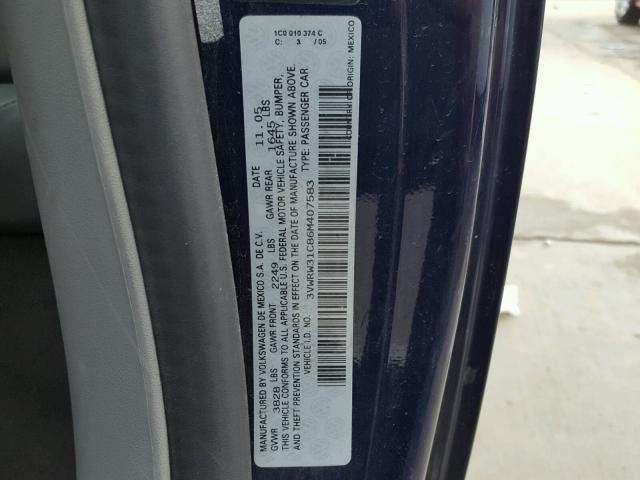 3VWRW31C86M407583 - 2006 VOLKSWAGEN NEW BEETLE ლურჯი ფოტო 10