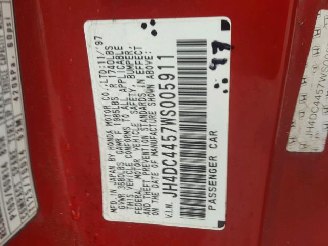 JH4DC4457WS005911 - 1998 ACURA INTEGRA LS RED photo 10