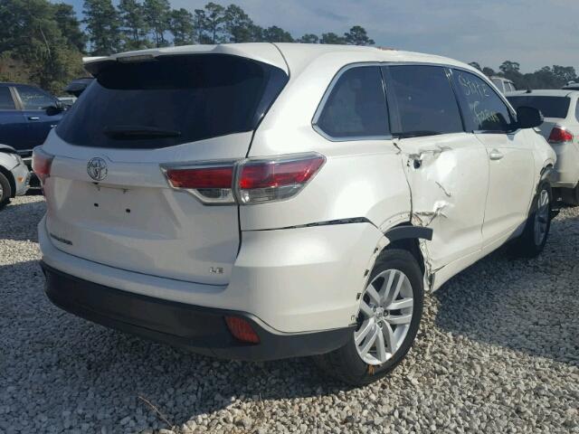 5TDZARFH7ES008770 - 2014 TOYOTA HIGHLANDER WHITE photo 4