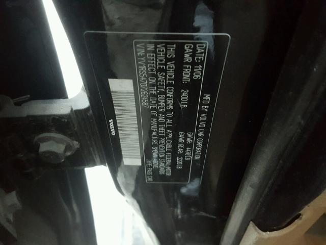 YV1RS547072624587 - 2007 VOLVO S60 T5 BLACK photo 10