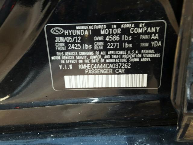 KMHEC4A44CA037262 - 2012 HYUNDAI SONATA HYB BLACK photo 10