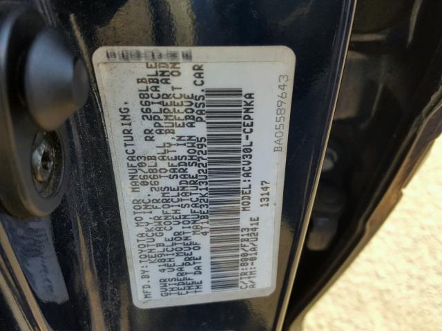 4T1BE32K13U227295 - 2003 TOYOTA CAMRY LE BLUE photo 10