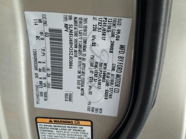 5LMEU68H35ZJ03884 - 2005 LINCOLN AVIATOR 奶油色 照片 10