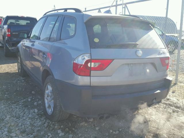 WBXPA73405WC47001 - 2005 BMW X3 2.5I SILVER photo 3