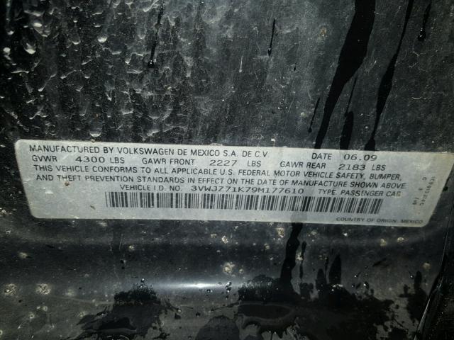 3VWJZ71K79M177610 - 2009 VOLKSWAGEN JETTA S Qara foto 10