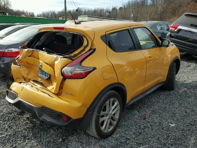 JN8AF5MV8FT556297 - 2015 NISSAN JUKE S YELLOW photo 4