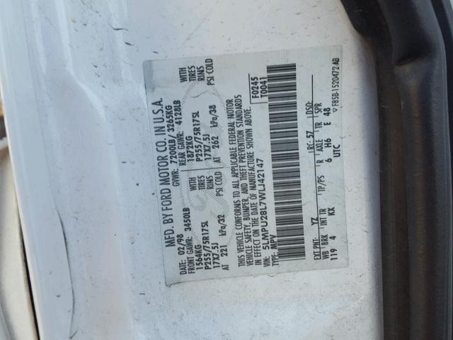 5LMPU28L7WLJ42147 - 1998 LINCOLN NAVIGATOR WHITE photo 10