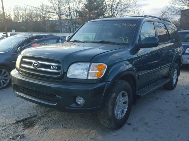 5TDBT48A02S111569 - 2002 TOYOTA SEQUOIA LI GREEN photo 2