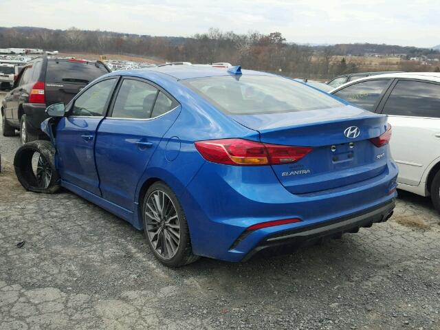 KMHD04LB2HU366516 - 2017 HYUNDAI ELANTRA SP BLUE photo 3