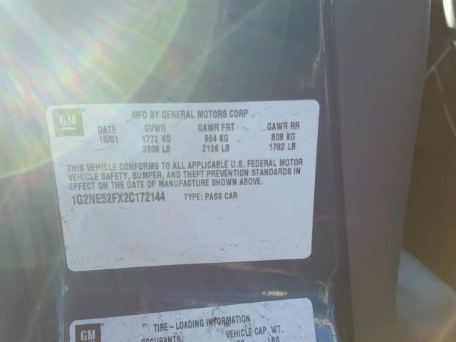 1G2NE52FX2C172144 - 2002 PONTIAC GRAND AM S 蓝色 照片 10