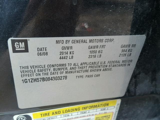 1G1ZH57B084303278 - 2008 CHEVROLET MALIBU 1LT 黑色 照片 10