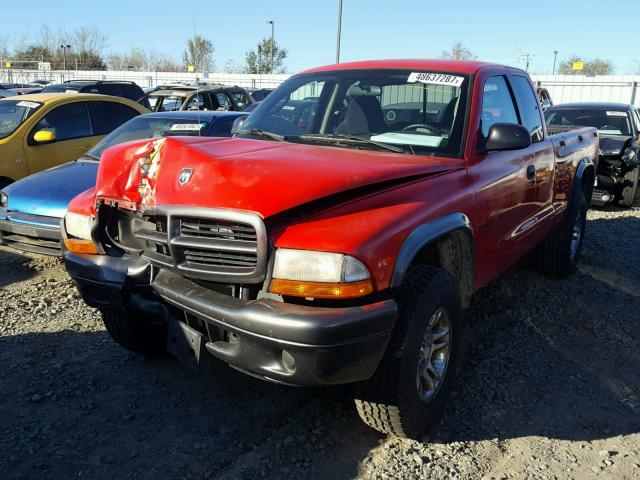 1B7GG12X72S549809 - 2002 DODGE DAKOTA BAS RED photo 2