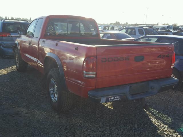 1B7GG12X72S549809 - 2002 DODGE DAKOTA BAS RED photo 3