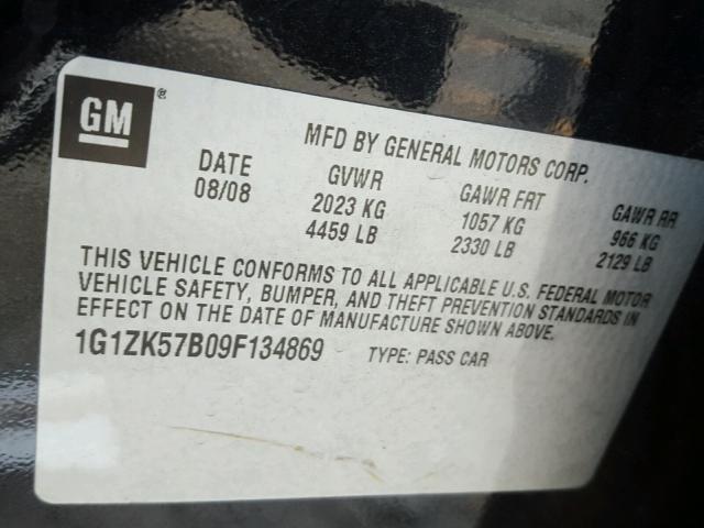 1G1ZK57B09F134869 - 2009 CHEVROLET MALIBU LTZ 黑色 照片 10