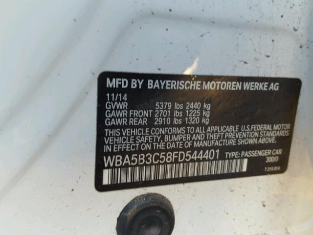 WBA5B3C58FD544401 - 2015 BMW 535 XI WHITE photo 10