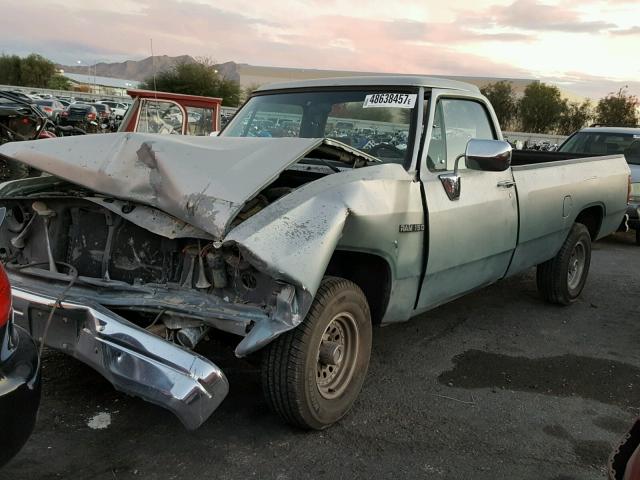 1B7HE16Y0MS228436 - 1991 DODGE D-SERIES D BLUE photo 2