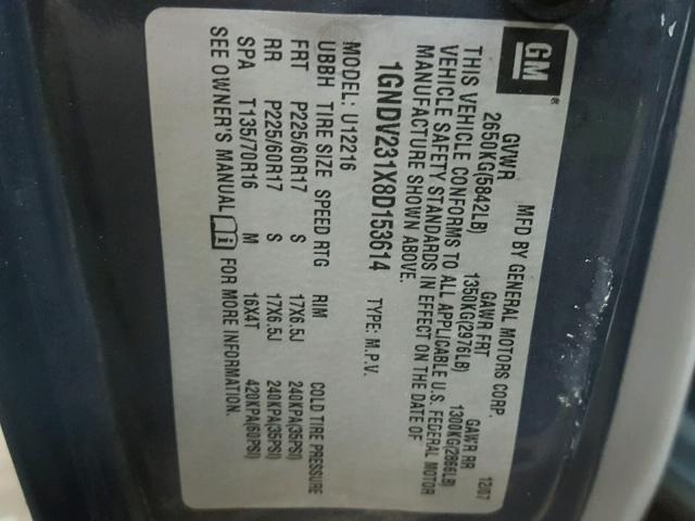 1GNDV231X8D153614 - 2008 CHEVROLET UPLANDER L 蓝色 照片 10