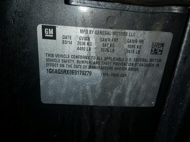 1G6AG5RX8E0179279 - 2014 CADILLAC ATS CHARCOAL photo 10