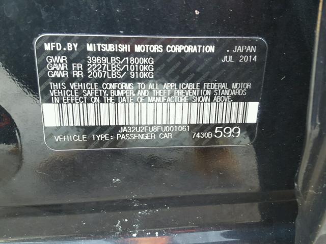 JA32U2FU8FU001061 - 2015 MITSUBISHI LANCER ES BLACK photo 10