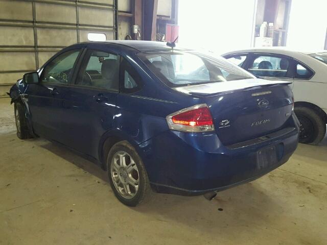 1FAHP35N98W157285 - 2008 FORD FOCUS SE BLUE photo 3