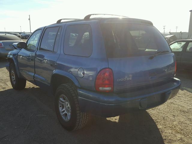 1D4HS48N03F603300 - 2003 DODGE DURANGO SL BLUE photo 3