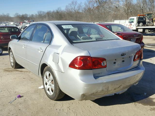 KNAGE123685172042 - 2008 KIA OPTIMA LX SILVER photo 3