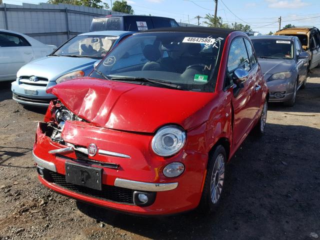 3C3CFFER1CT362291 - 2012 FIAT 500 LOUNGE RED photo 2