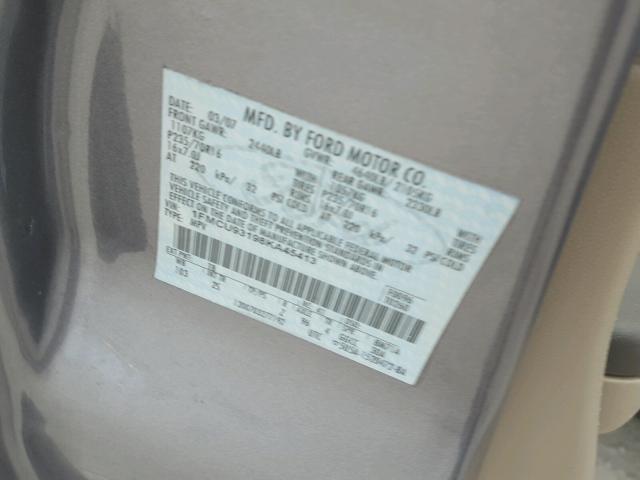 1FMCU93198KA45413 - 2008 FORD ESCAPE XLT GRAY photo 10