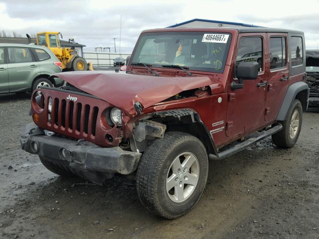 1J4BA3H18AL169276 - 2010 JEEP WRANGLER U MAROON photo 2