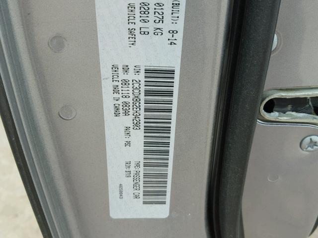 2C3CDXBG2EH342903 - 2014 DODGE CHARGER SE SILVER photo 10