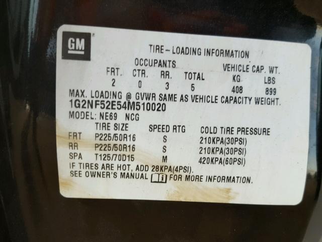 1G2NF52E54M510020 - 2004 PONTIAC GRAND AM S Qara foto 10