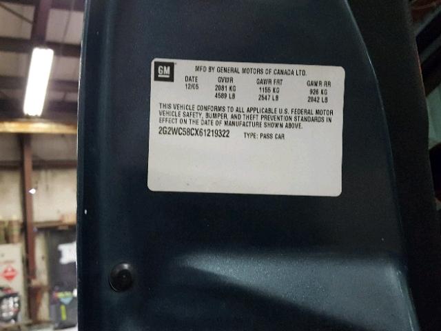 2G2WC58CX61219322 - 2006 PONTIAC GRAND PRIX ტალღისფერი ფოტო 10