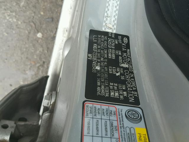 KNDJF723387495493 - 2008 KIA SPORTAGE E SILVER photo 10