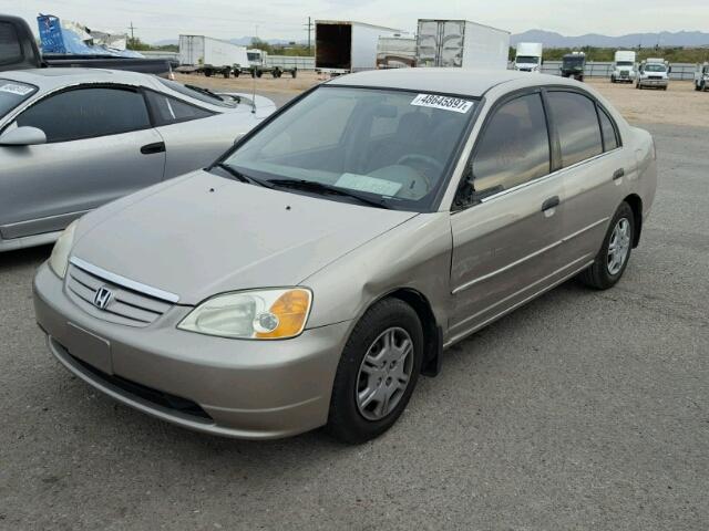 1HGES15501L045872 - 2001 HONDA CIVIC LX GOLD photo 2