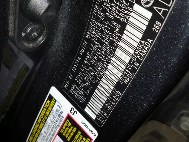 2T1BU4EE0BC713871 - 2011 TOYOTA COROLLA BA GRAY photo 10