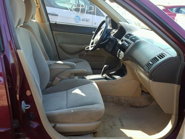 1HGES26713L008242 - 2003 HONDA CIVIC EX BURGUNDY photo 5