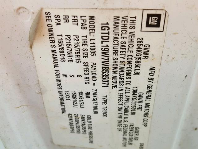 1GCDM19X43B133039 - 2003 CHEVROLET ASTRO WHITE photo 10