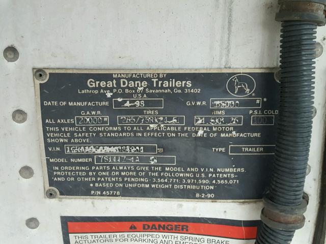 1GRAA9628WW084904 - 1998 GREAT DANE TRAILER TRAILER WHITE photo 10