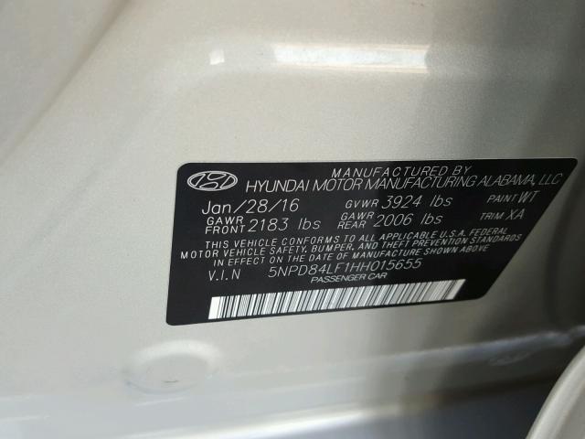 5NPD84LF1HH015655 - 2017 HYUNDAI ELANTRA SE TAN photo 10