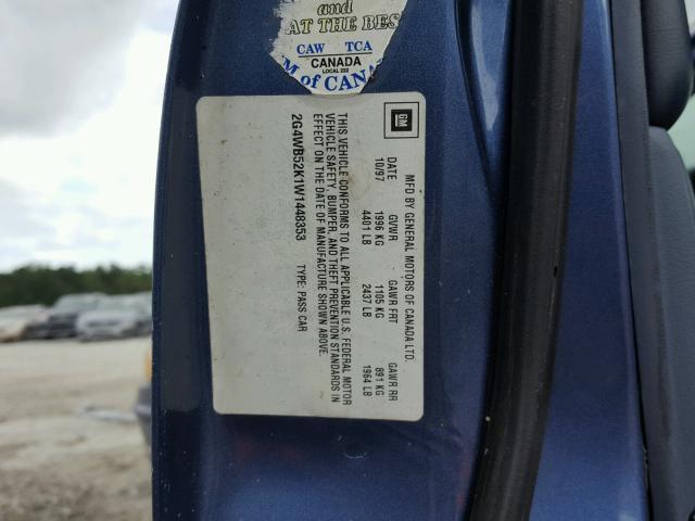 2G4WB52K1W1448353 - 1998 BUICK REGAL LS 蓝色 照片 10