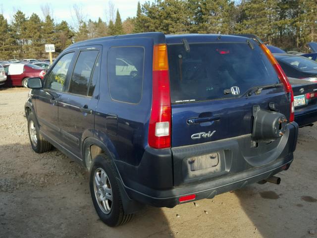 JHLRD78892C053153 - 2002 HONDA CR-V EX BLUE photo 3