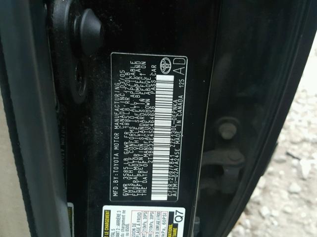 2T1BR32E45C464656 - 2005 TOYOTA COROLLA CE BLACK photo 10