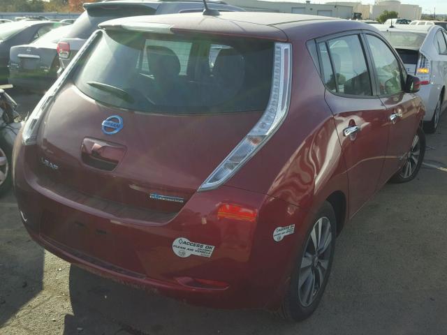 1N4AZ0CP8FC333630 - 2015 NISSAN LEAF S RED photo 4