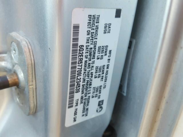 6G2ER57709L234539 - 2009 PONTIAC G8 WHITE photo 10