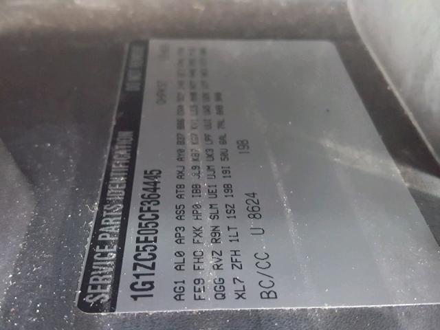 1G1ZC5E05CF364445 - 2012 CHEVROLET MALIBU 1LT 白色 照片 10