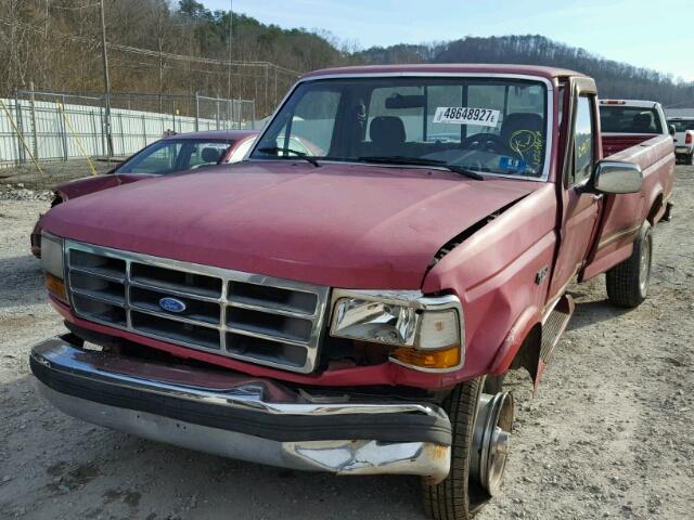 1FTEF14H7RNA27318 - 1994 FORD F150 RED photo 2