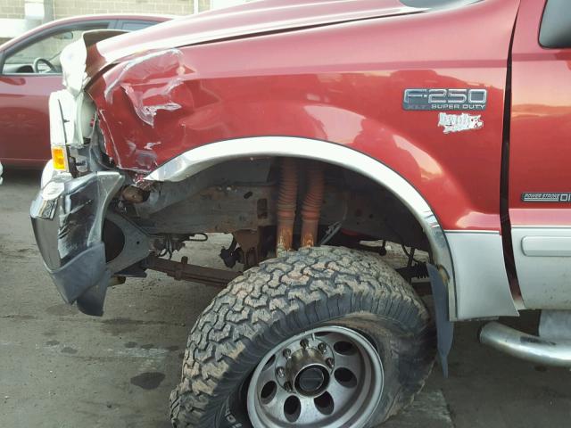 1FTNX21F92EA07826 - 2002 FORD F250 SUPER RED photo 9