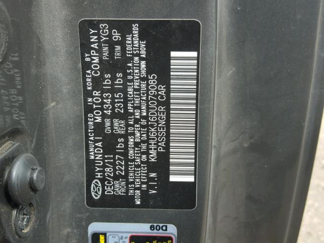 KMHHU6KJ6DU079085 - 2013 HYUNDAI GENESIS CO GRAY photo 10