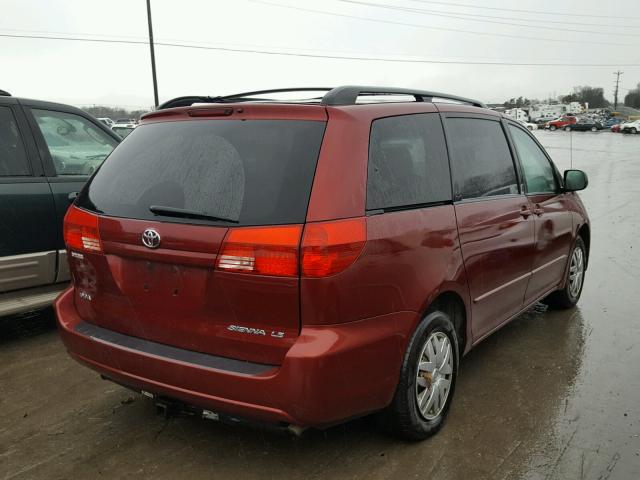 5TDZA23C54S050014 - 2004 TOYOTA SIENNA CE RED photo 4